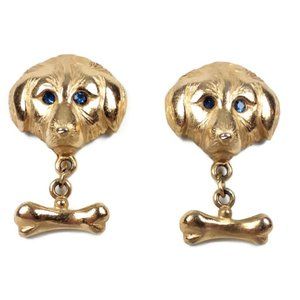 Vintage RAZZA DOG Pierced EARRINGS Dangling Bone